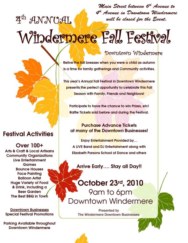 4th Annual Fall Festival in Downtown Windermere